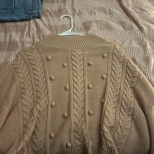 Iz Byer blush pink chunky cable sweater